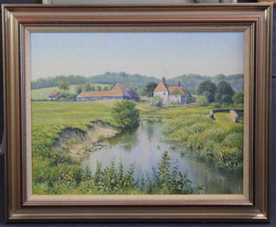 Mervyn Goode (1948-) A Sussex farmhouse near the River Arun, 20 x 26in.